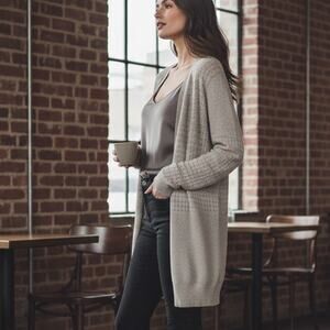 All Saints Mikkeli Open Cardigan beige cotton alpaca knit Women's sz S